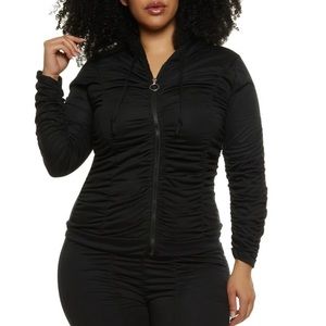 Rainbow Ruched Zip up Hoodie